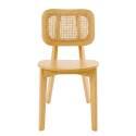 Chaises de restaurant en bois d'orme et rotin naturel avec dossier esprit cannage style vintage - Lot de 2