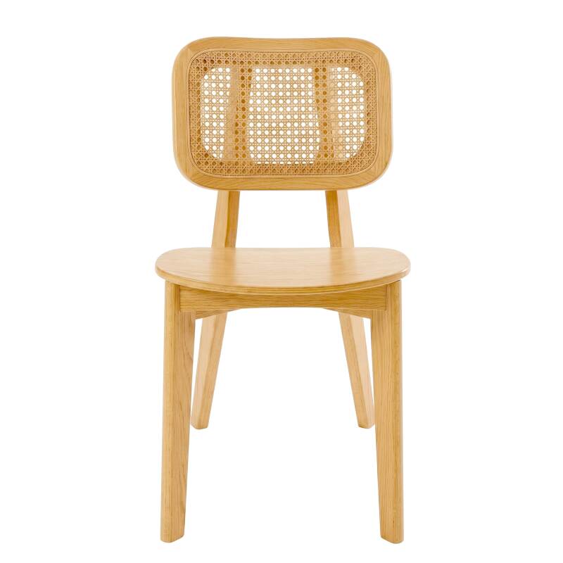 Chaises de restaurant en bois d'orme et rotin naturel avec dossier esprit cannage style vintage - Lot de 2 (5/7)