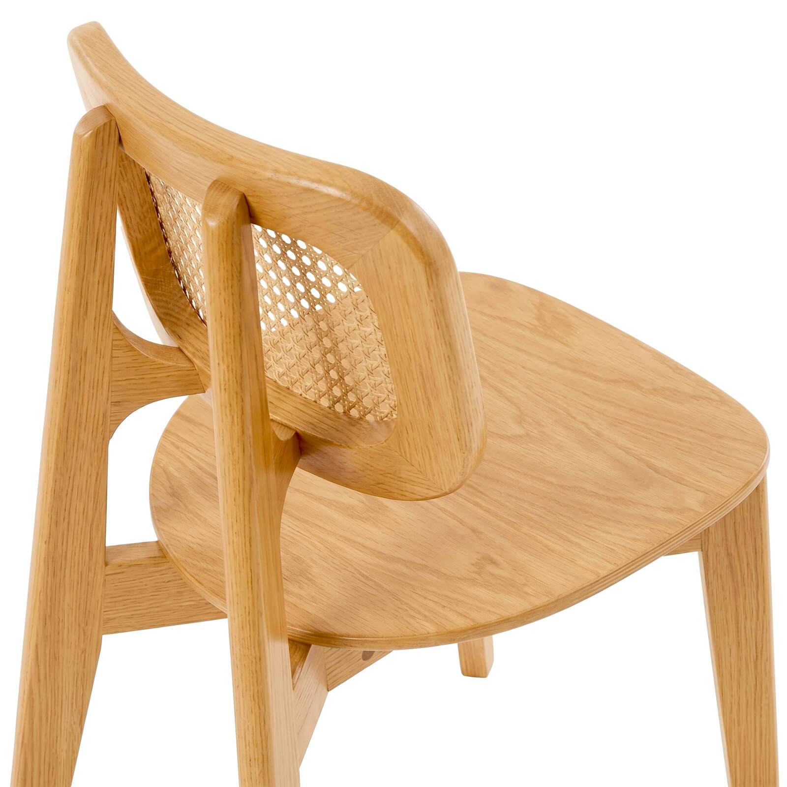 Chaises de restaurant en bois d'orme et rotin naturel avec dossier esprit cannage style vintage - Lot de 2