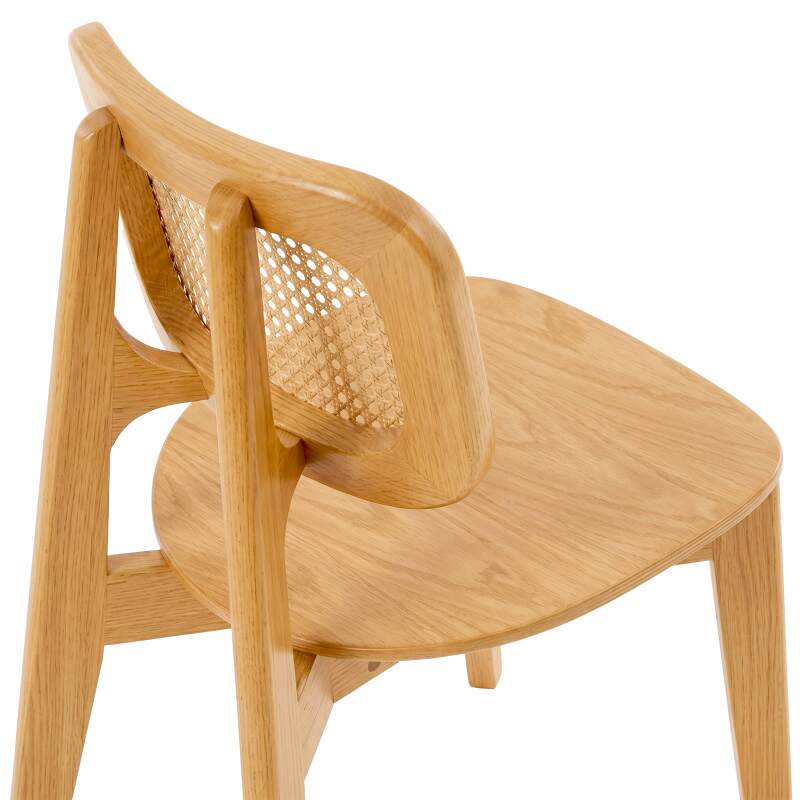 Chaises de restaurant en bois d'orme et rotin naturel avec dossier esprit cannage style vintage - Lot de 2 (5/7)