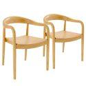 Chaises de restaurant en bois d'orme avec accoudoirs - Lot de 2