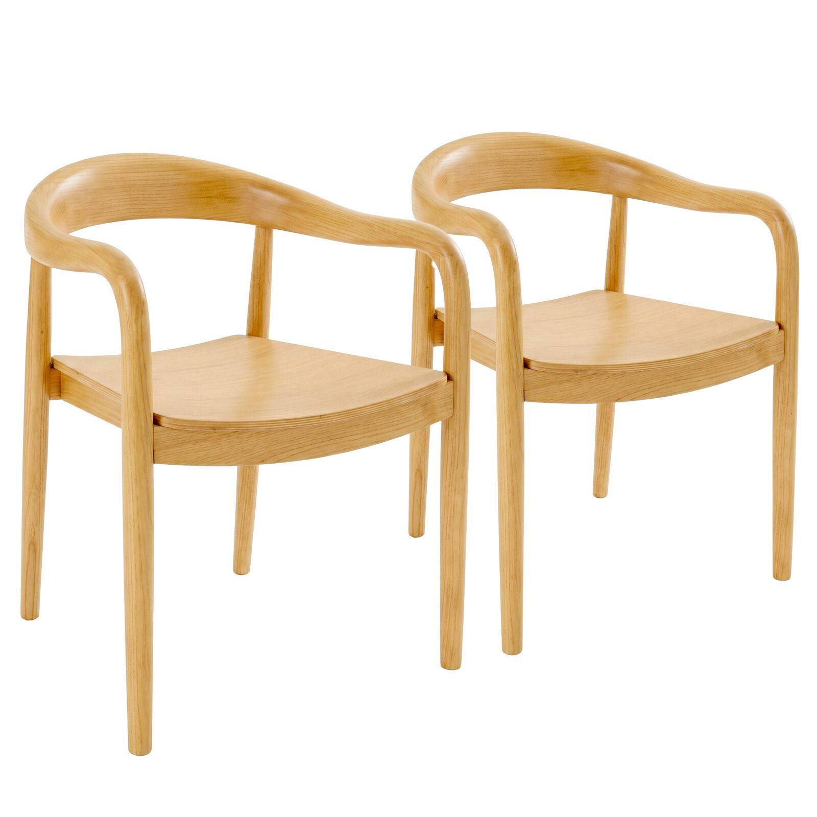 Chaises de restaurant en bois d'orme avec accoudoirs - Lot de 2