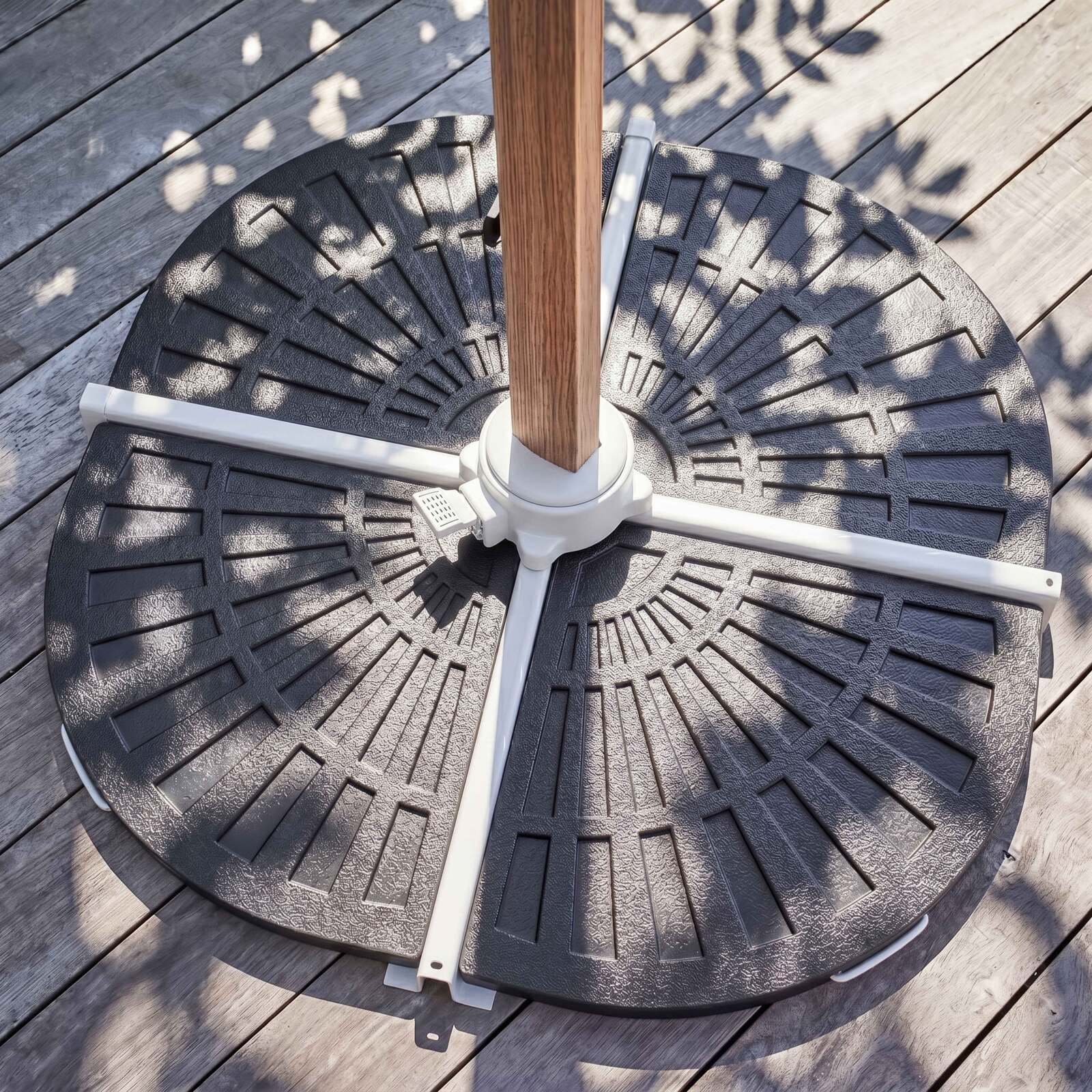 Parasol déporté professionnel 3x3 m carré inclinable 250g/m² rotatif 360° et 4 dalles lestées