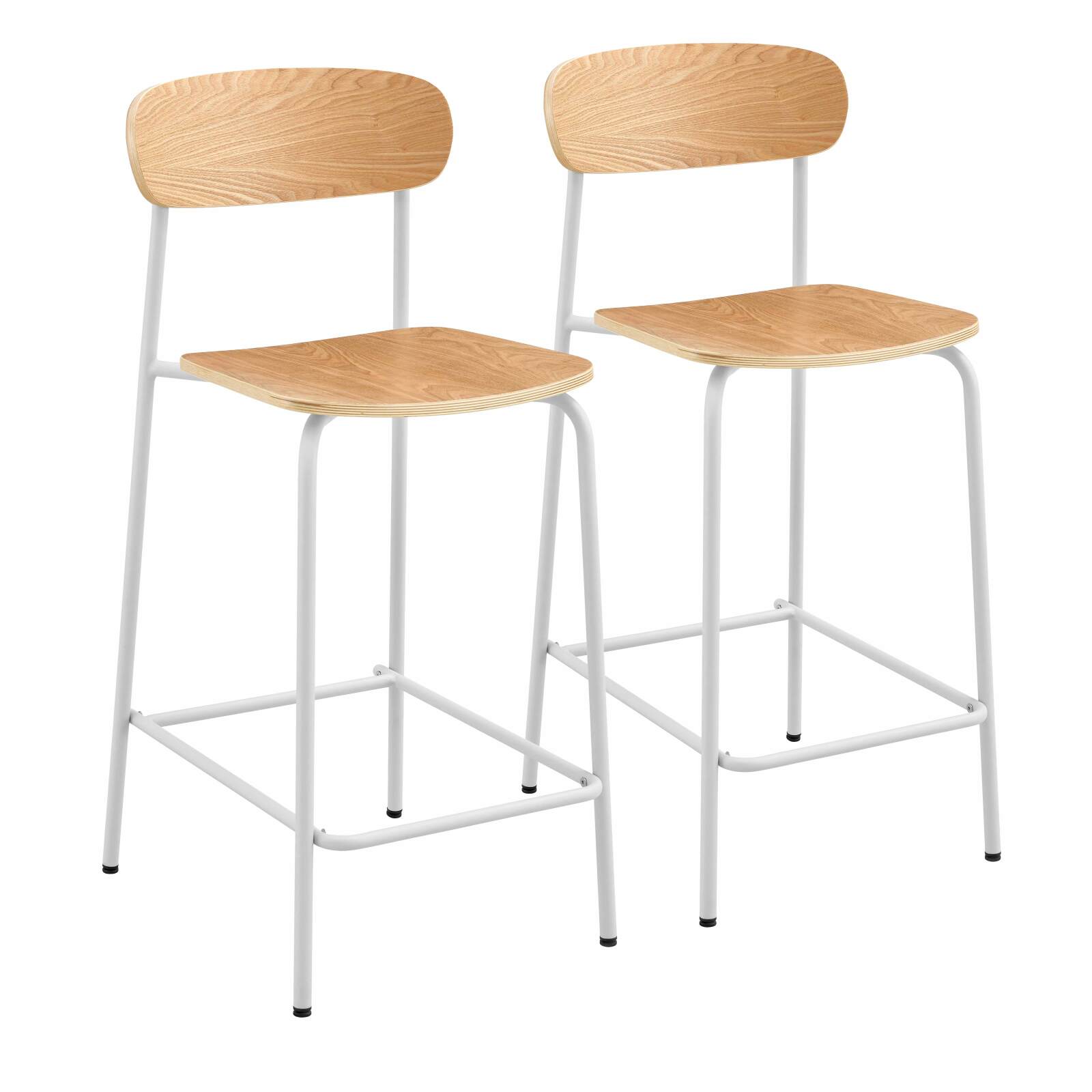 Chaises hautes de restaurant en bois et métal - Lot de 2