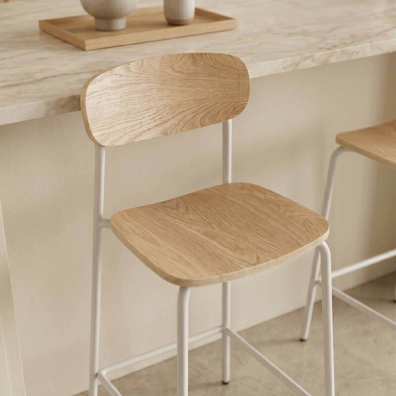 Chaises hautes de restaurant en bois et métal - Lot de 2 (2/8)
