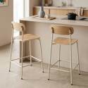 Chaises hautes de restaurant en bois et métal - Lot de 2