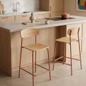 Chaises hautes de restaurant en bois et métal - Lot de 2