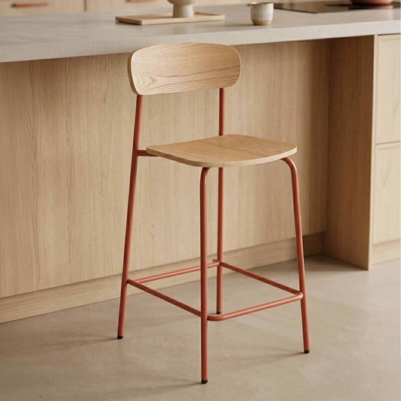 Chaises hautes de restaurant en bois et métal - Lot de 2 (2/7)