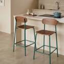 Chaises hautes de restaurant en bois et métal - Lot de 2
