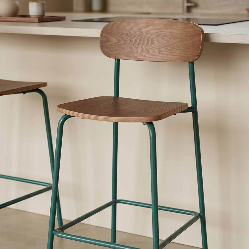 Chaises hautes de restaurant en bois et métal - Lot de 2 (3/8)