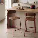 Chaises hautes de restaurant en bois et métal - Lot de 2