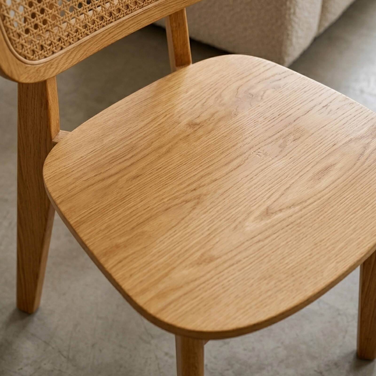 Chaises de restaurant en bois d'orme et rotin naturel avec dossier esprit cannage style vintage - Lot de 2