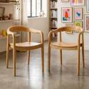 Chaises de restaurant en bois d'orme avec accoudoirs - Lot de 2
