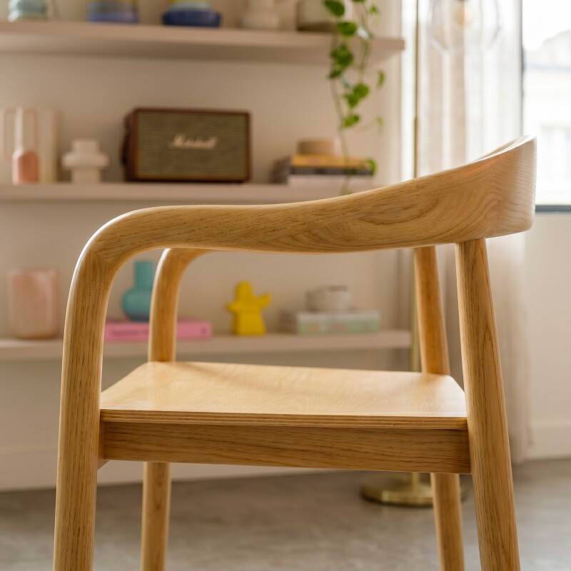 Chaises de restaurant en bois d'orme avec accoudoirs - Lot de 2 (2/7)