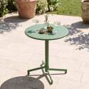 Table de terrasse de restaurant bistrot ronde inclinable en métal avec pied encastrable 70x70 cm et 2 chaises