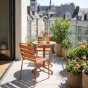 Table de terrasse de restaurant bistrot ronde inclinable en métal avec pied encastrable 70x70 cm et 2 chaises
