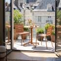 Table de terrasse de restaurant bistrot ronde inclinable en métal avec pied encastrable 70x70 cm et 2 chaises
