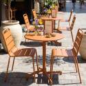Table de terrasse de restaurant bistrot ronde inclinable en métal avec pied encastrable 70x70 cm et 2 chaises