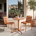 Table de terrasse de restaurant bistrot ronde inclinable en métal avec pied encastrable 70x70 cm et 2 chaises