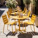 Table de terrasse de restaurant bistrot ronde inclinable en métal avec pied encastrable 70x70 cm et 2 chaises