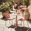Table de terrasse de restaurant bistrot ronde inclinable en métal avec pied encastrable 70x70 cm et 2 chaises