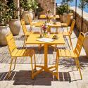 Table de terrasse de restaurant bistrot carré inclinable en métal avec pied encastrable 70x70 cm et 2 chaises