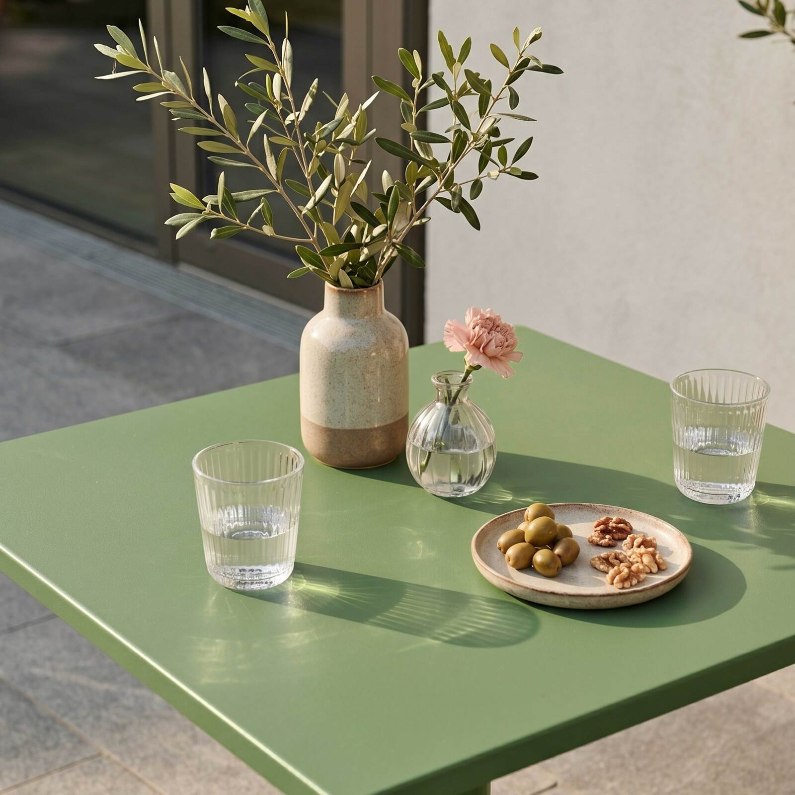 Table de restaurant carrée inclinable en métal 2-4 personnes avec pied encastrable 70x70 cm