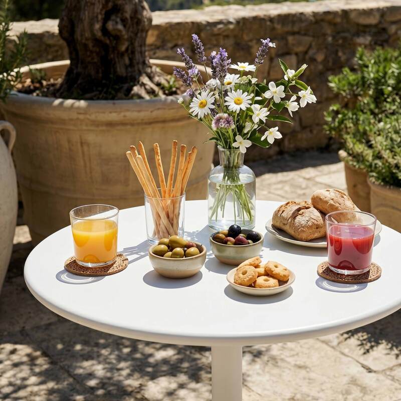 Table de restaurant bistrot ronde inclinable en métal 2 à 4 personnes Ø70x72 cm (2/9)