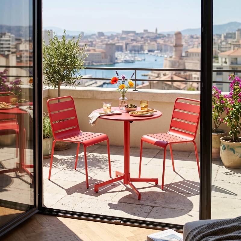 Table de restaurant bistrot ronde inclinable en métal 2 à 4 personnes Ø70x72 cm (3/8)