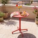 Table de restaurant bistrot ronde inclinable en métal 2 à 4 personnes Ø70x72 cm
