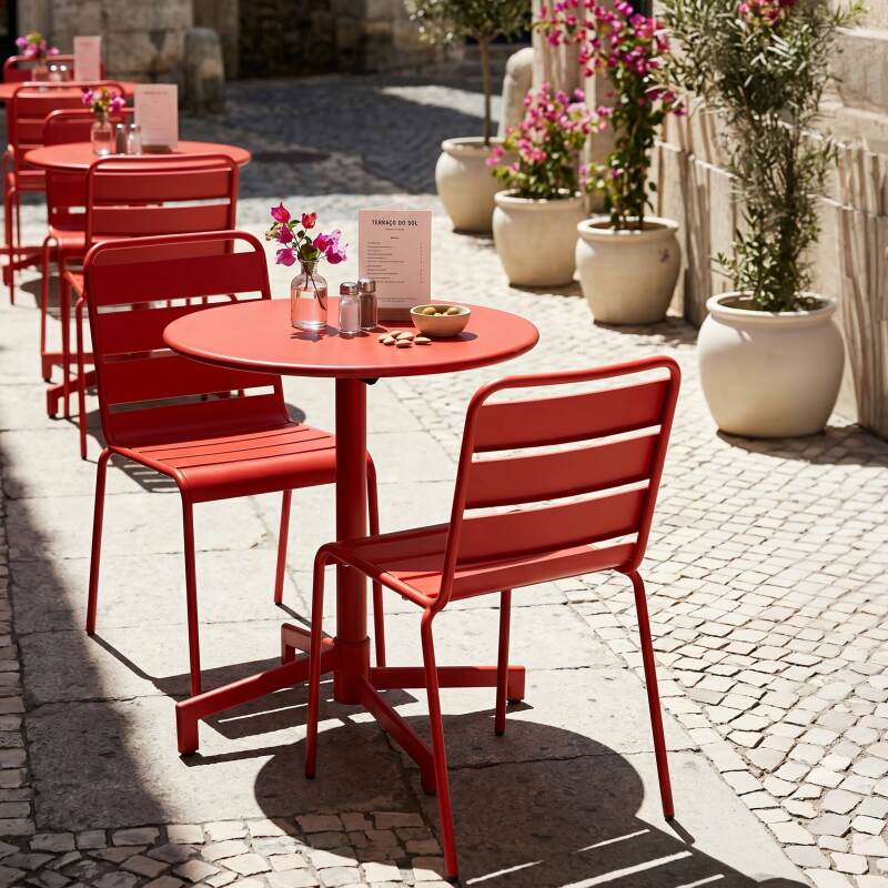 Table de restaurant bistrot ronde inclinable en métal 2 à 4 personnes Ø70x72 cm (7/8)