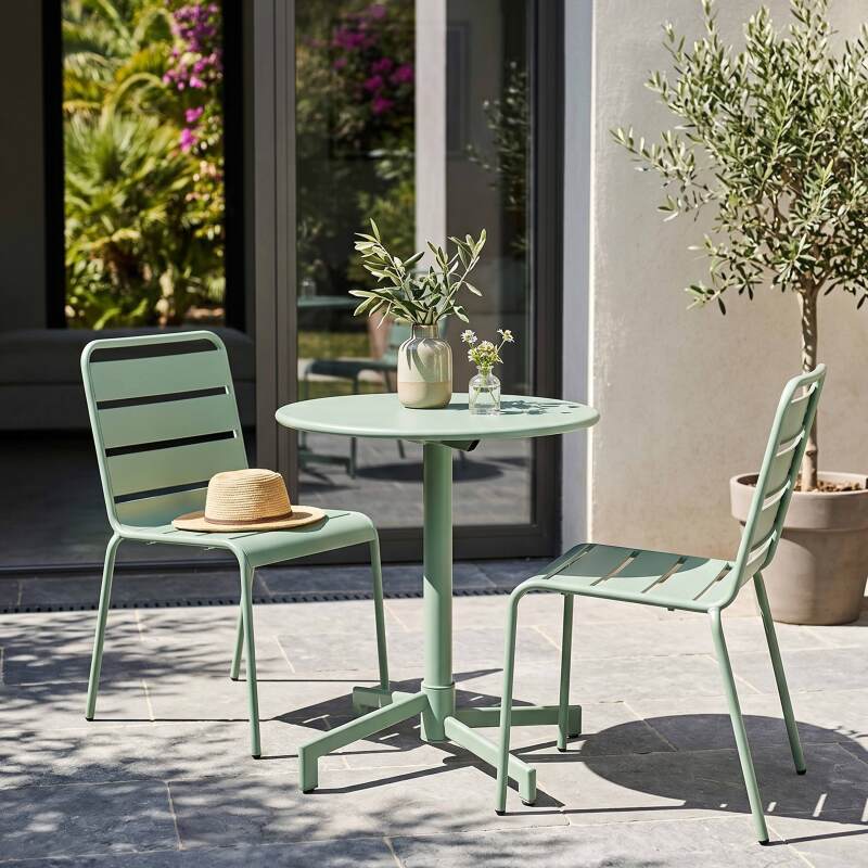 Table de restaurant bistrot ronde inclinable en métal 2 à 4 personnes Ø70x72 cm (2/9)