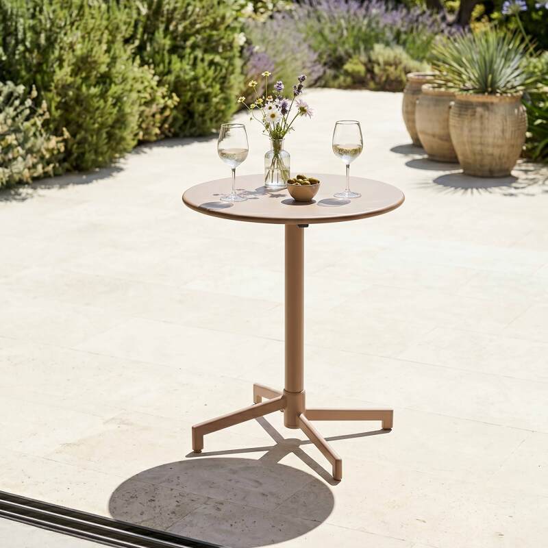 Table de restaurant bistrot ronde inclinable en métal 2 à 4 personnes Ø70x72 cm