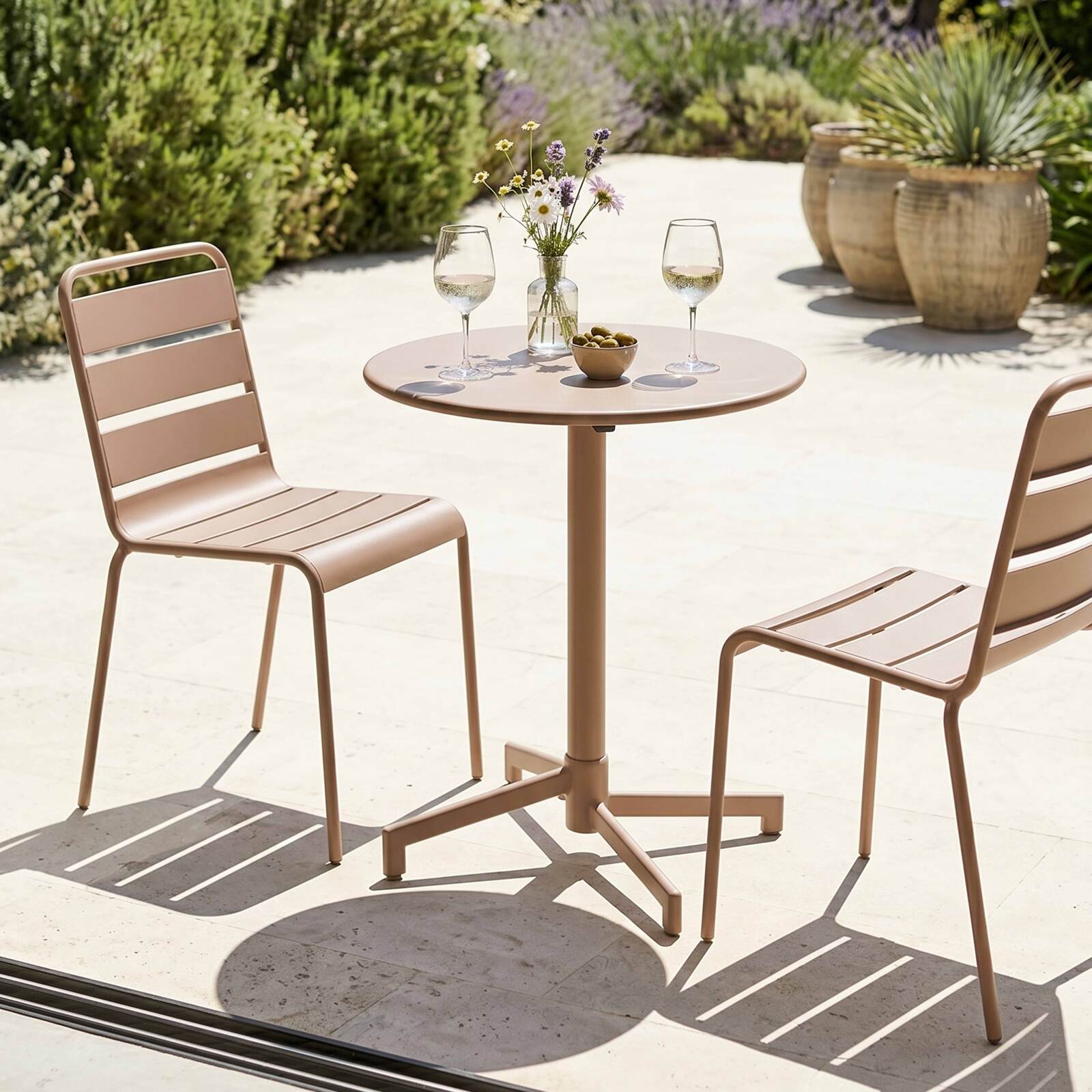 Table de restaurant bistrot ronde inclinable en métal 2 à 4 personnes Ø70x72 cm