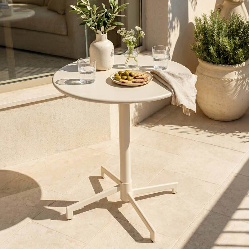 Table de restaurant bistrot ronde inclinable en métal 2 à 4 personnes Ø70x72 cm