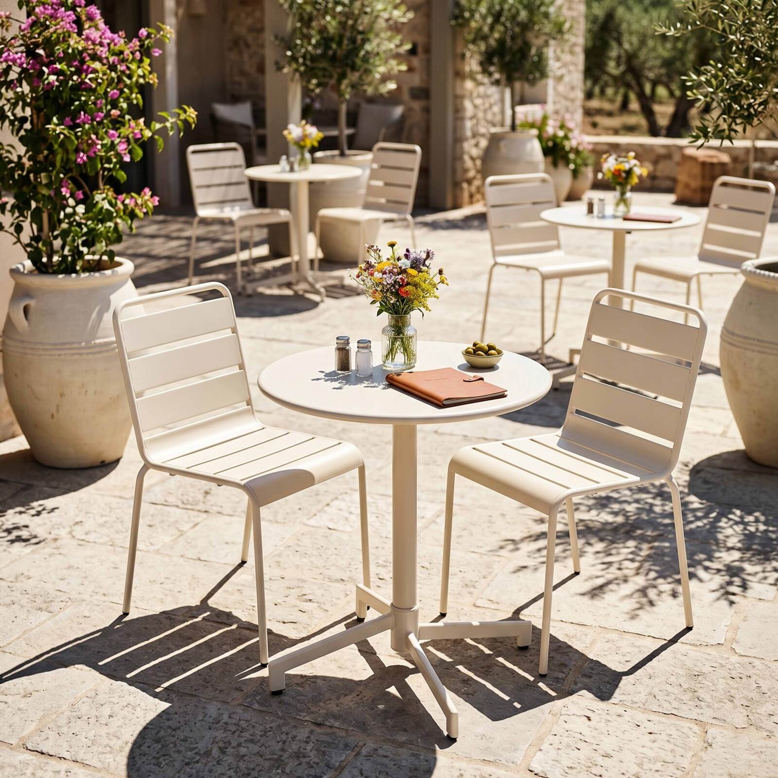 Table de restaurant bistrot ronde inclinable en métal 2 à 4 personnes Ø70x72 cm