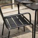 Table de terrasse bistrot carrée en métal 70x70 cm et 2 chaises avec accoudoirs