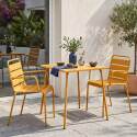 Table de terrasse bistrot carrée en métal 70x70 cm et 2 chaises avec accoudoirs