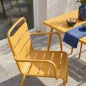 Table de terrasse bistrot carrée en métal 70x70 cm et 2 chaises avec accoudoirs