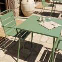 Table de terrasse bistrot carrée en métal 70x70 cm et 2 chaises avec accoudoirs