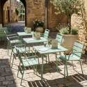 Table de terrasse bistrot carrée en métal 70x70 cm et 2 chaises avec accoudoirs