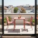Table de terrasse bistrot carrée en métal 70x70 cm et 2 chaises avec accoudoirs