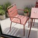 Table de terrasse bistrot carrée en métal 70x70 cm et 2 chaises avec accoudoirs