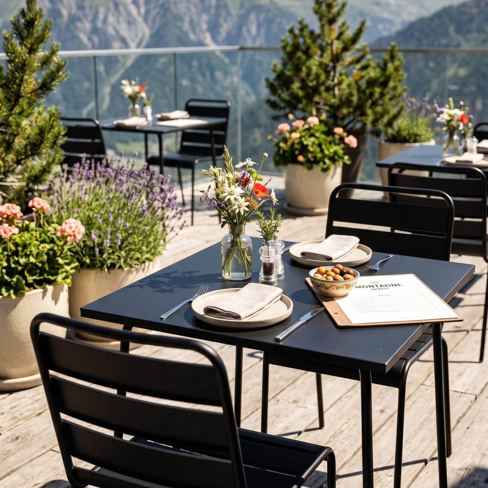 Table de terrasse bistrot carrée en métal 70x70 cm et 2 chaises