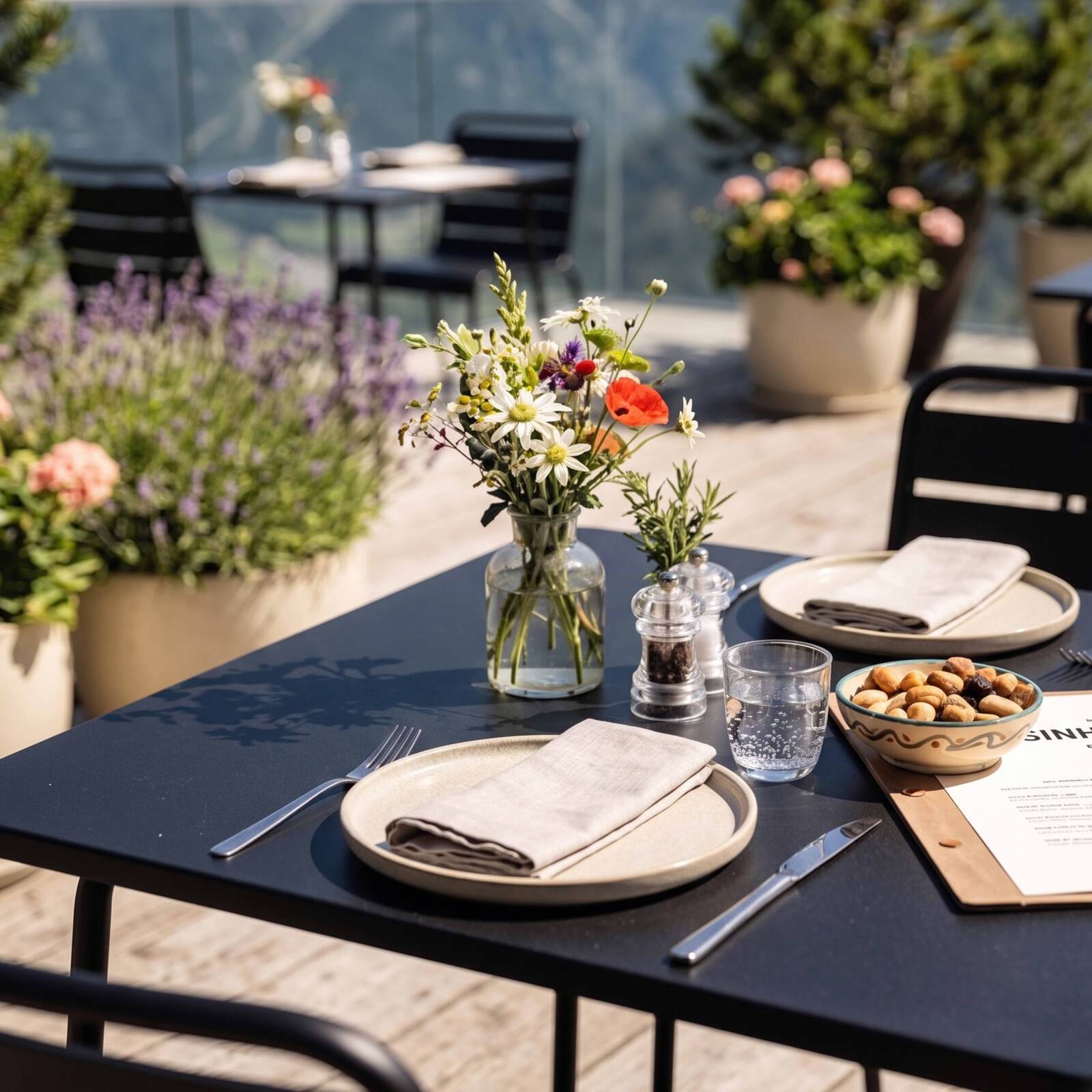 Table de terrasse bistrot carrée en métal 70x70 cm et 2 chaises