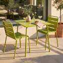 Table de terrasse bistrot carrée en métal 70x70 cm et 2 chaises
