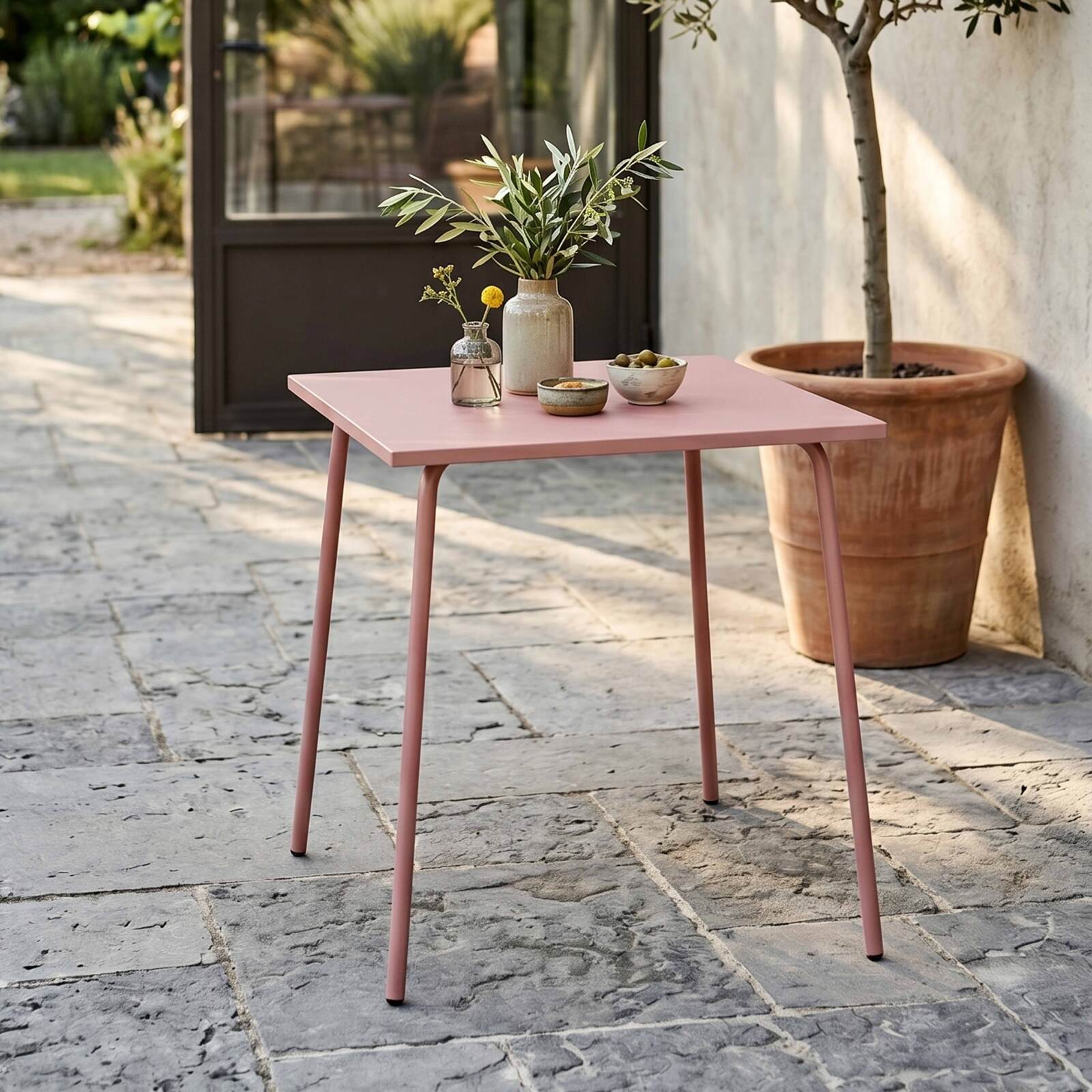 Table de restaurant carré en métal 2 à 4 personnes 70x70 cm