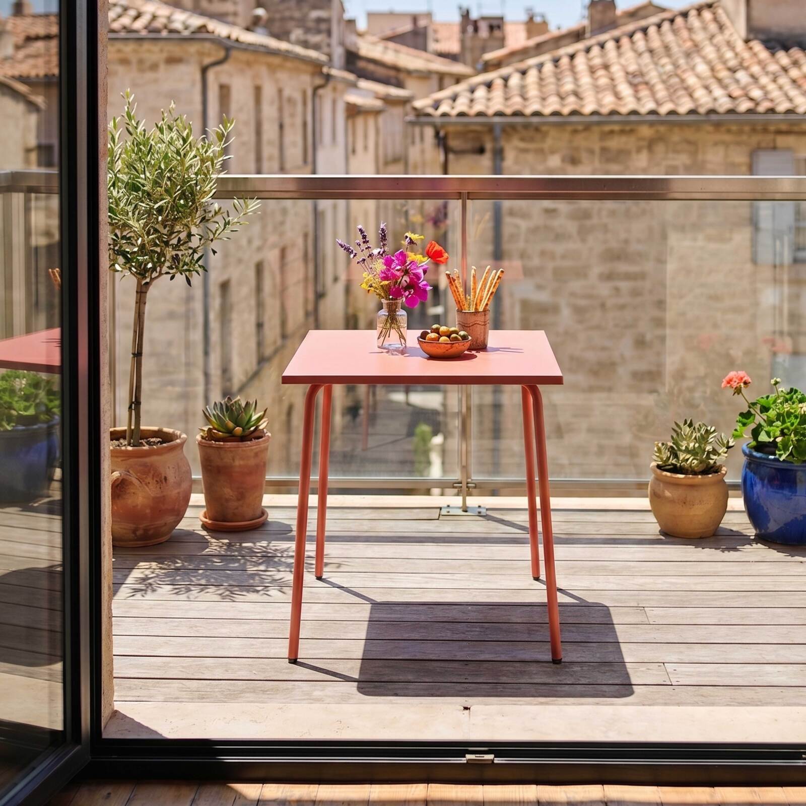Table de restaurant carré en métal 2 à 4 personnes 70x70 cm