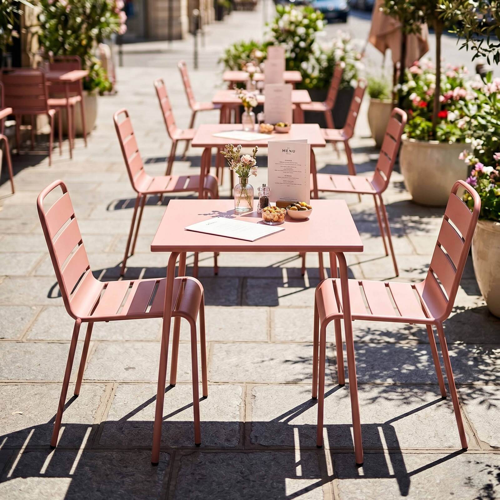 Table de restaurant carré en métal 2 à 4 personnes 70x70 cm