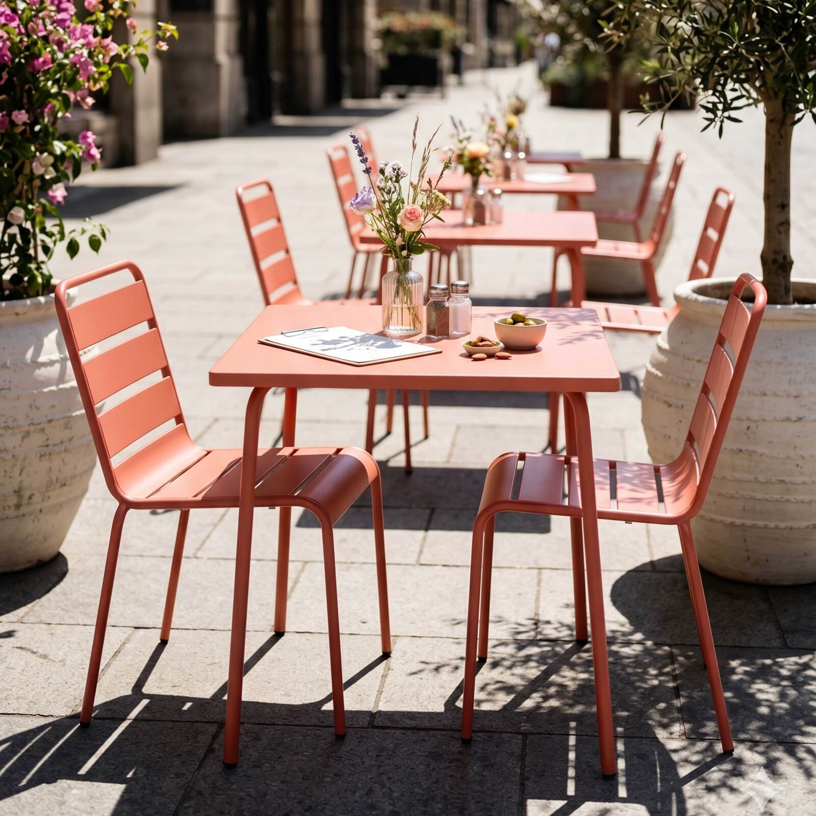 Table de restaurant carré en métal 2 à 4 personnes 70x70 cm